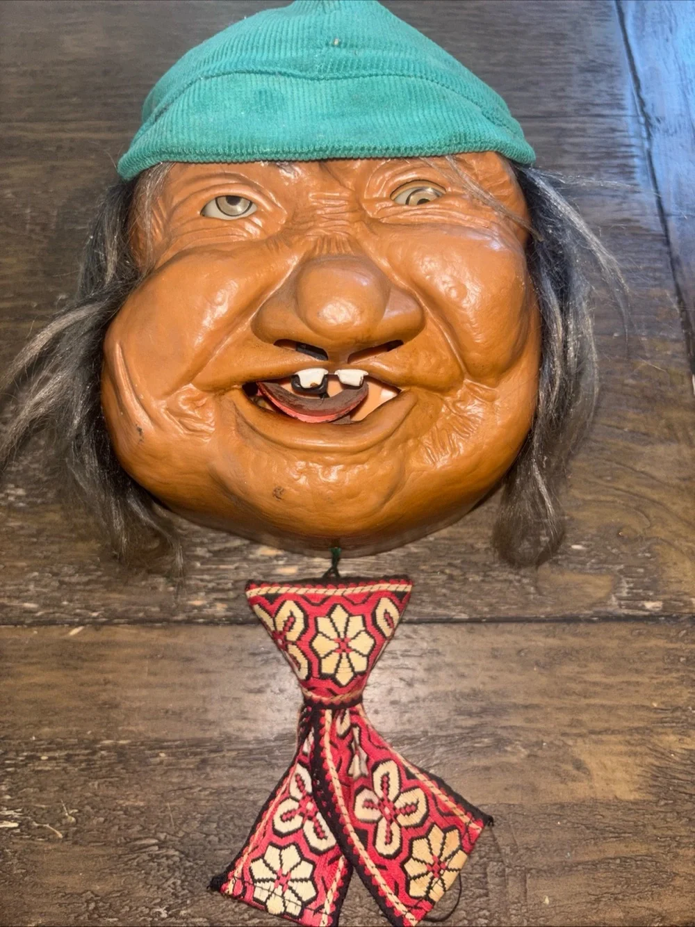 Vintage Character Wall Hanging in Brown with Green Hat